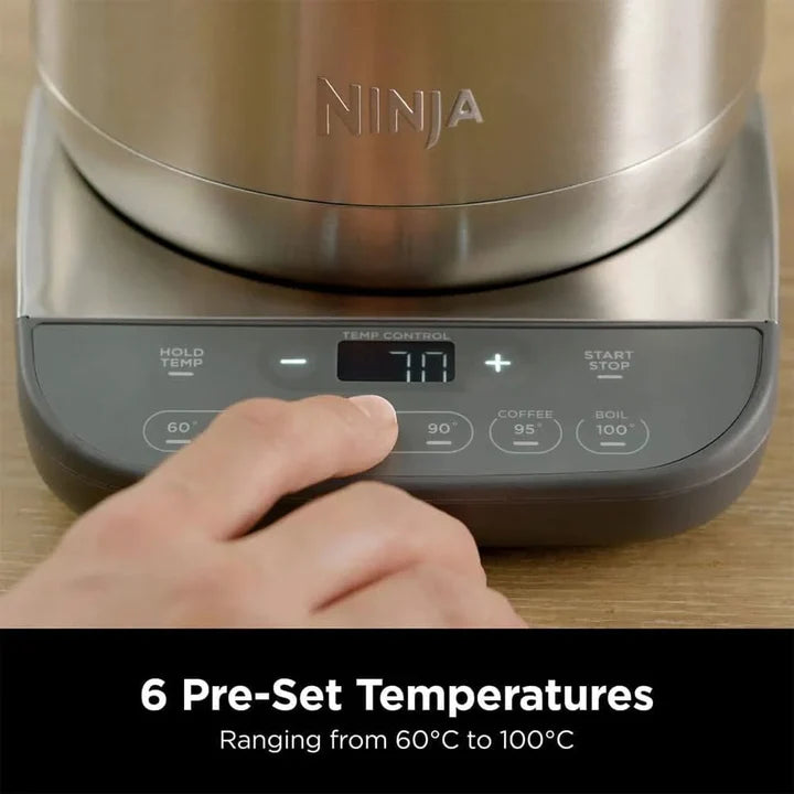 Ninja Stainless Steel Perfect Temperature Kettle Rapid Boil | 1.7L | 3kW | KT201UK