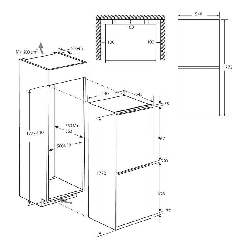 Candy Integrated 70/30 Fridge Freezer | CBL3518EK