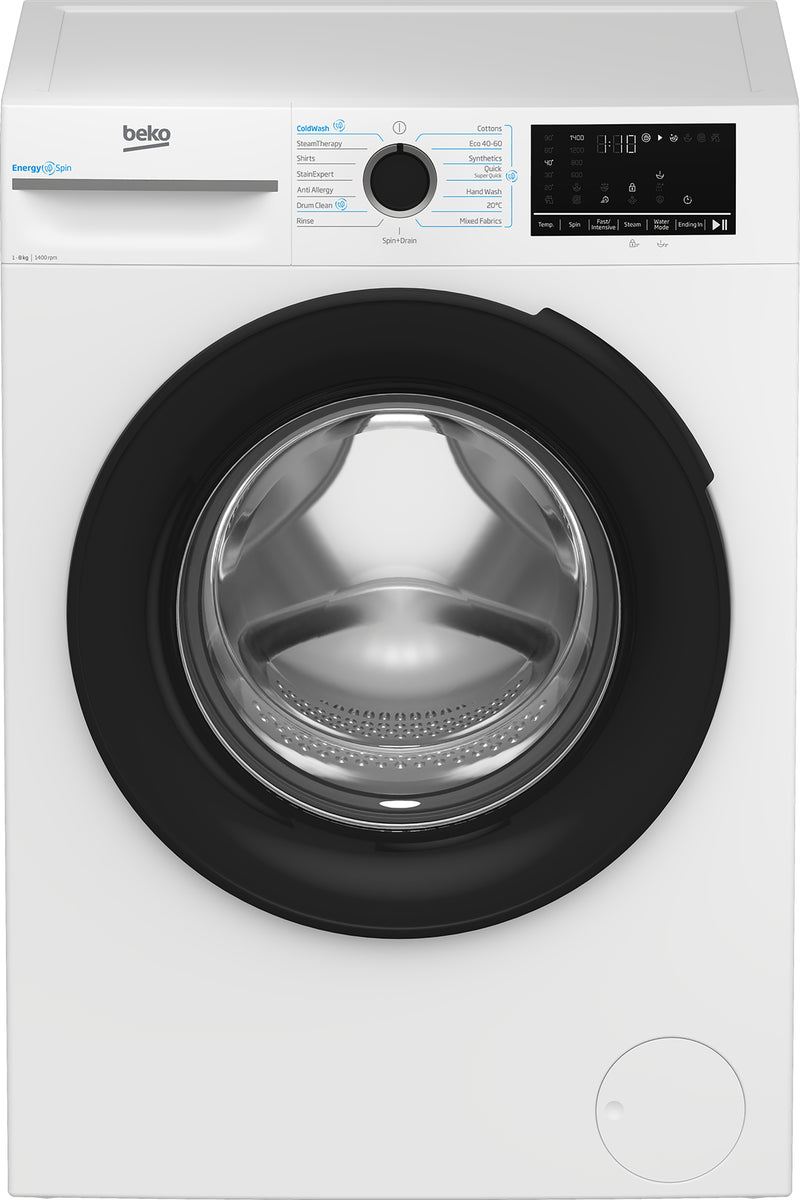 Beko EnergySpin™ 8kg Washing Machine with 1400 rpm - White | BM3WT4841IW