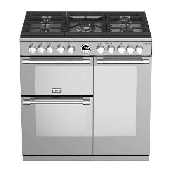 *BOX DAMAGED* Stoves Sterling Deluxe S900DF 90cm Dual Fuel Range Cooker – Stainless Steel