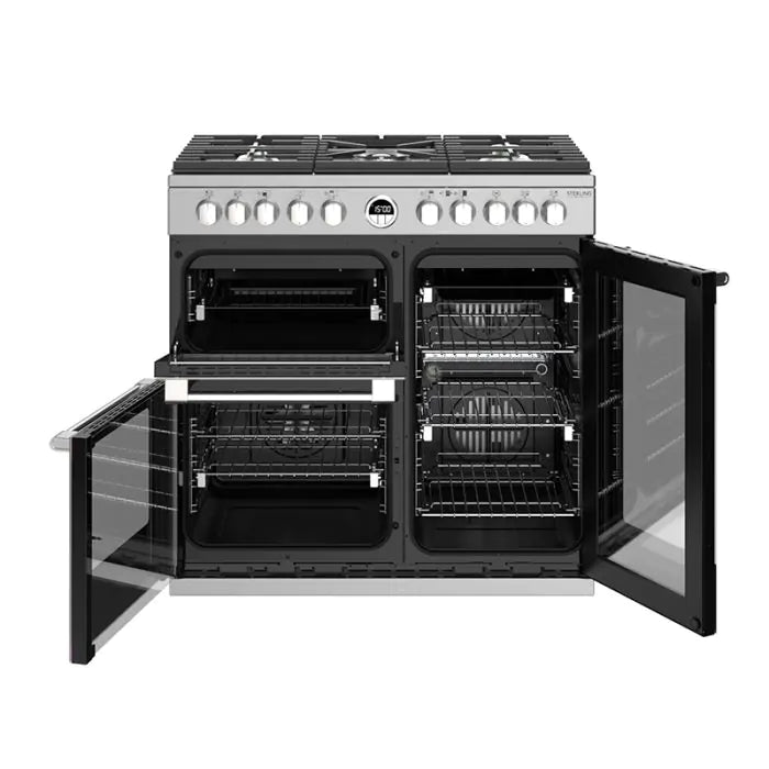 *BOX DAMAGED* Stoves Sterling Deluxe S900DF 90cm Dual Fuel Range Cooker – Stainless Steel
