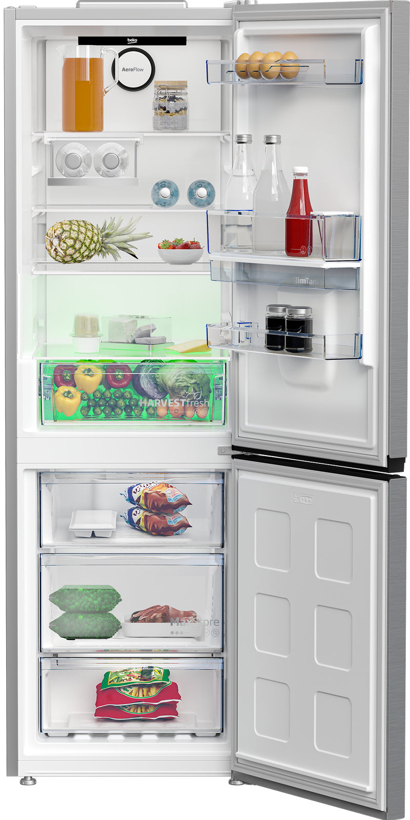 Beko Freestanding AeroFlow™ Fridge Freezer with HarvestFresh™ | CNB3G4686DVPS