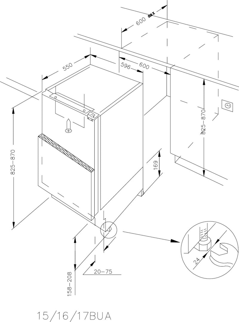 Hoover Under Counter Integrated Fridge | HOMLSE68EWKP