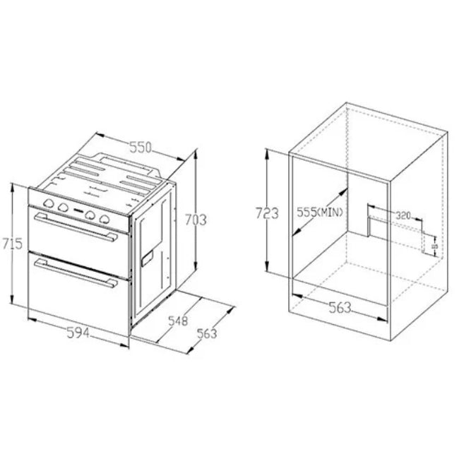 NordMende Built Under Double Oven in Stainless Steel | DOUC425IX