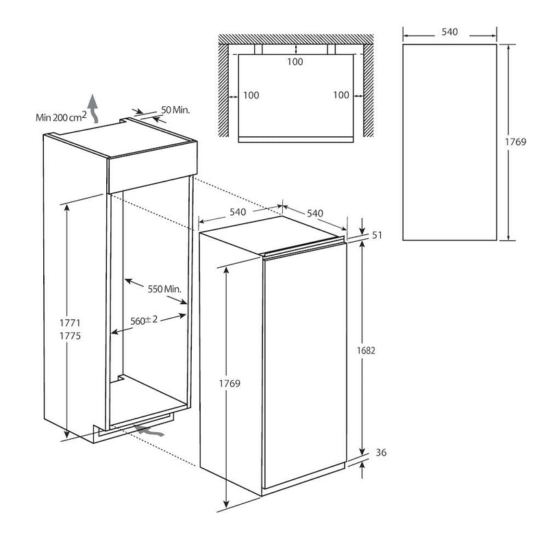 Candy 55cm Built-in Tall Larder Freezer | CFFO3550EK/N