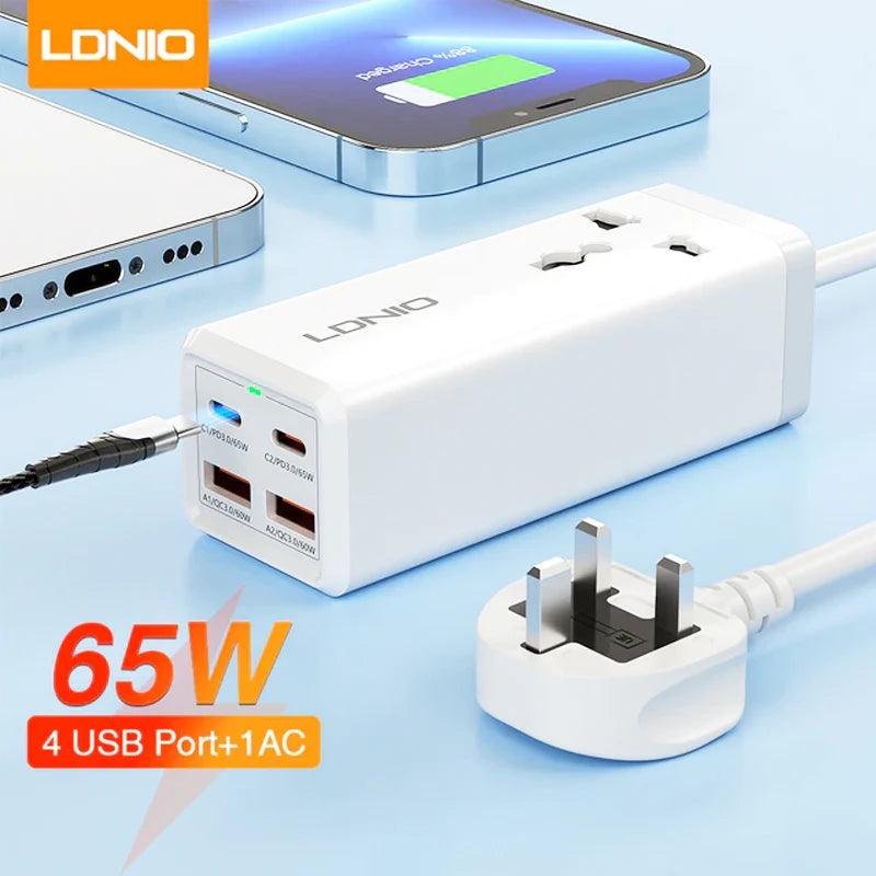 LDNIO SC1418 Multi-functional 4 Port + AC Extension Power Strip 65W | 600030 Product Type_Charger LDNIO SC1418 Multi-functional 4 Port + AC Extension Power Strip 65W | 600030 - Default Title 44.99 600030 Meath Meath Ireland aceeuronics.ie Ace Euronics