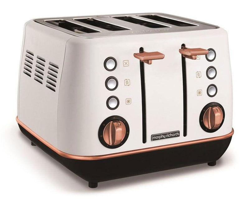 Morphy Richards Evoke White & Rose Gold 4 Slice Toaster | 1 Brand_Morphy Richards, Kettles & Toasters, Product Type_Toaster, Small Appliances Morphy Richards Evoke White & Rose Gold 4 Slice Toaster | 1 - Default Title 69.99 240105 Meath Meath Ireland aceeuronics.ie Ace Euronics