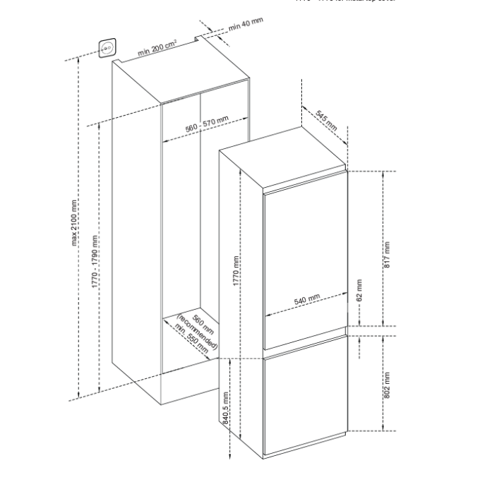 Belling 50/50 Integrated Frost Free Fridge Freezer | BIFF5151