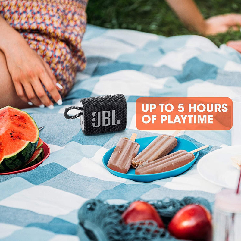 JBL Go 3 Portable Waterproof Bluetooth Speaker | GO3BLK Speaker Audio, Brand_JBL, CBM, Free Delivery Smalls, Gifts For_Under €100, Kids, Outdoor, Product Type_Speaker, Save Big, Summer 2023, Summer Sale, Xmas JBL Go 3 Portable Waterproof Bluetooth Speaker | GO3BLK - Default Title 44.99 GO3BLK Meath Meath Ireland aceeuronics.ie Ace Euronics